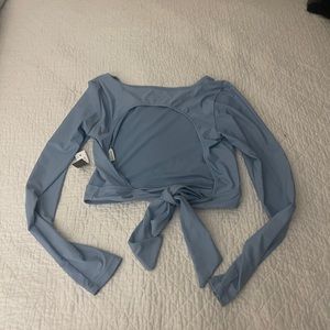 NWT - J. Crew Light Blue Cropped WrapTie Rash Guard. Size Medium.